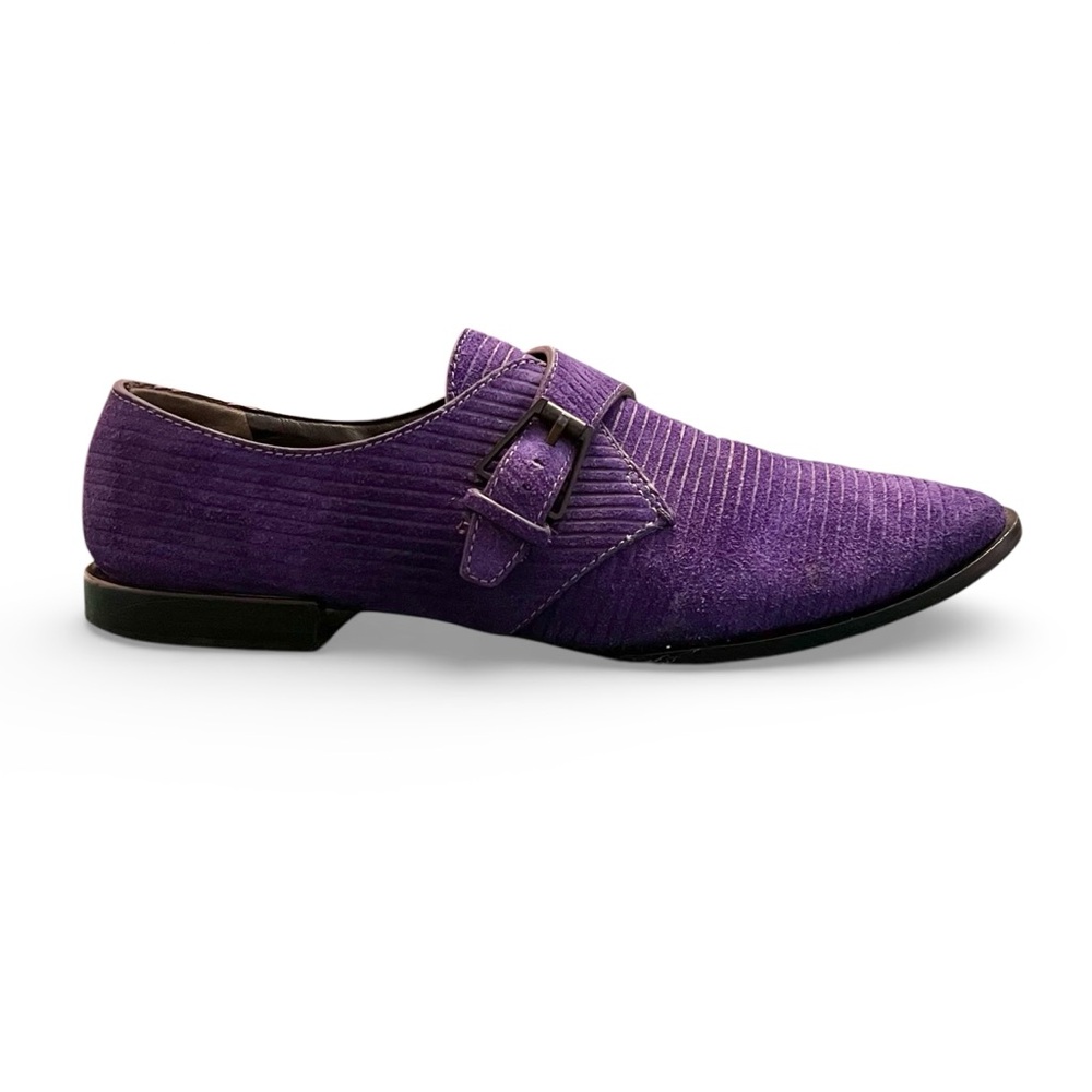 Alexander Wang Ruby Purple Corduroy Suede Monk Strap Buckle Brogues 8 - Picture 4 of 11
